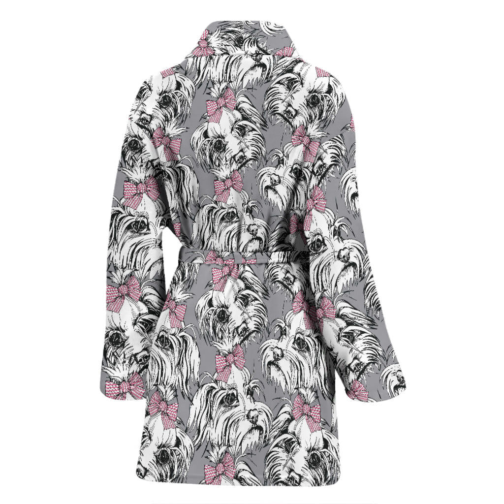 Maltese Pattern Print Design 01 Women Bathrobe