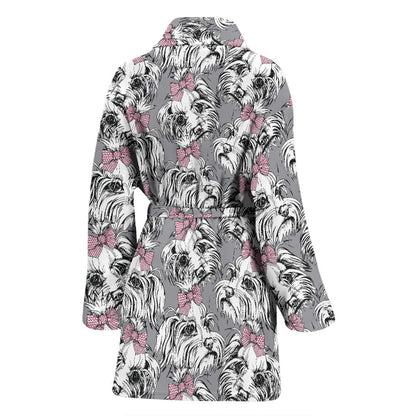 Maltese Pattern Print Design 01 Women Bathrobe