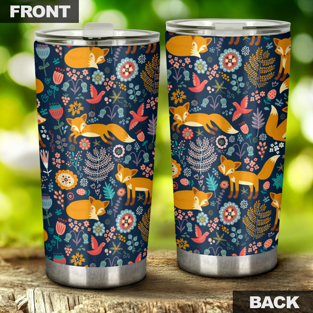 Fox Cute Jungle Print Pattern Tumbler