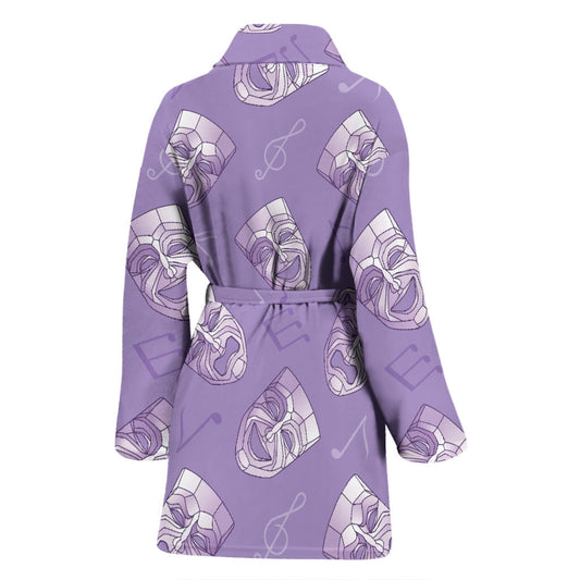 Acting Mask Pattern Print Design 05 Women Bathrobe