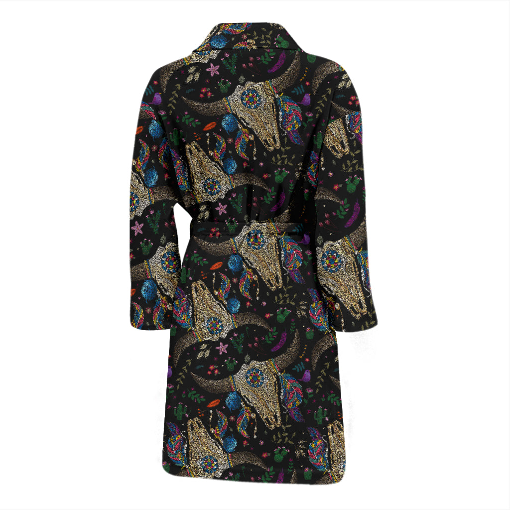 Buffalo Head Print Design LKS401 Men Bathrobe