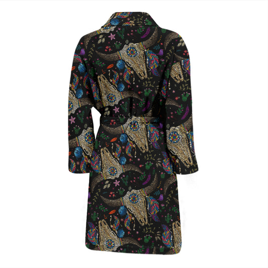 Buffalo Head Print Design LKS401 Men Bathrobe