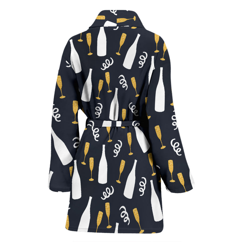 Champagne Pattern Print Design 01 Women Bathrobe