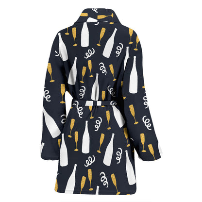 Champagne Pattern Print Design 01 Women Bathrobe