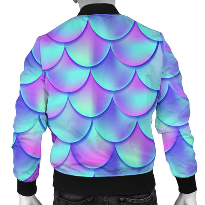 Mermaid Tail Design Print Pattern Men Bomber Jacket
