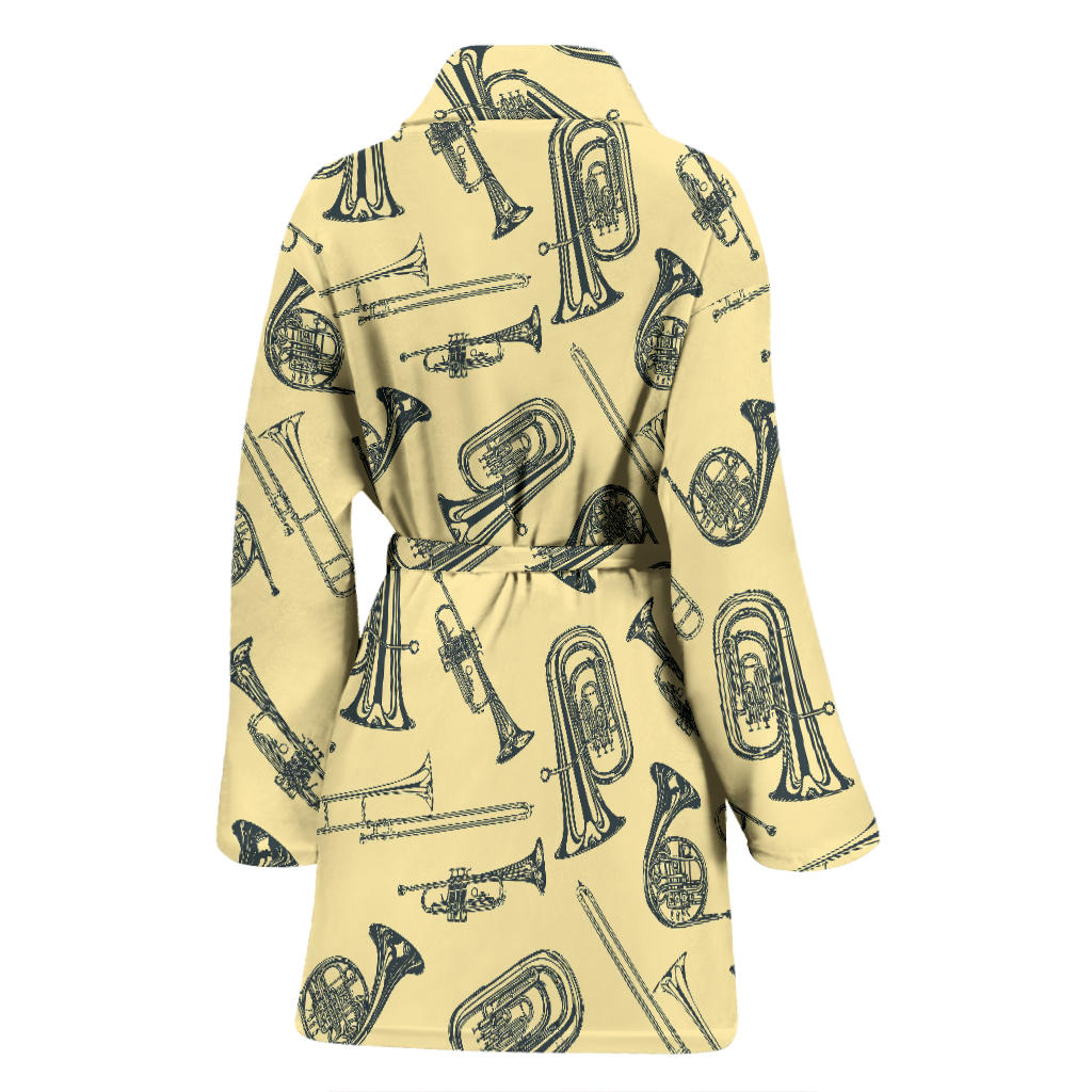 Tuba Pattern Print Design 01 Women Bathrobe