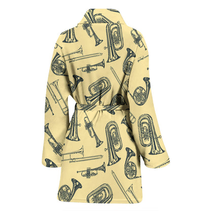 Tuba Pattern Print Design 01 Women Bathrobe