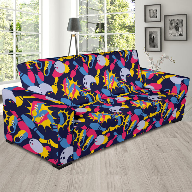 Bowling Pattern Print Design 02 Sofa Slipcover