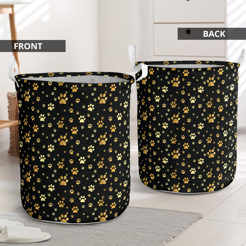 Paw Gold Print Laundry Basket