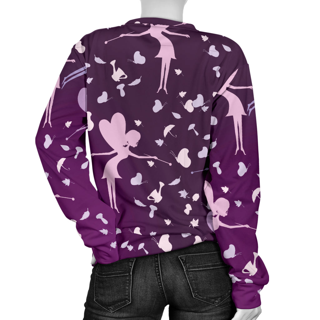 Fairy Pink Print Pattern Women Long Sleeve Sweatshirt