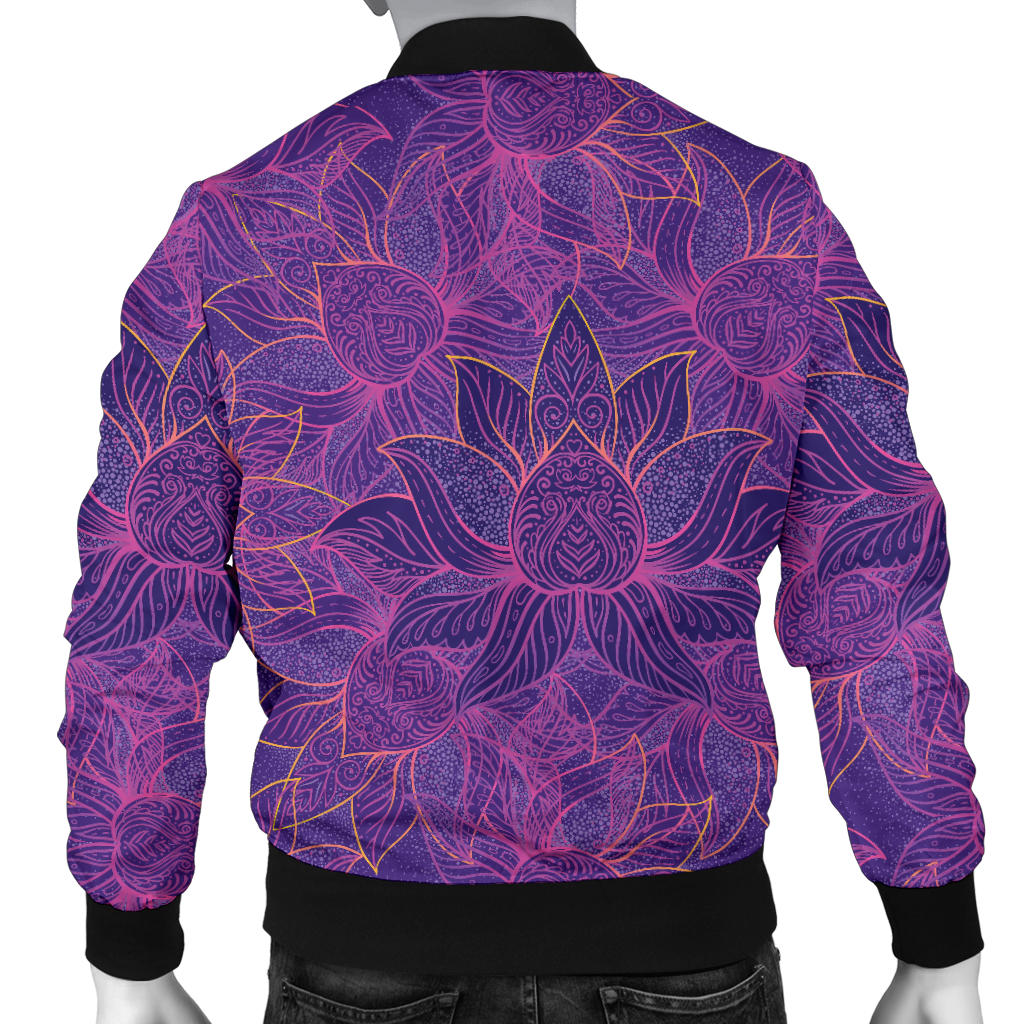 Bohemian Lotus Mandala Style Men Bomber Jacket