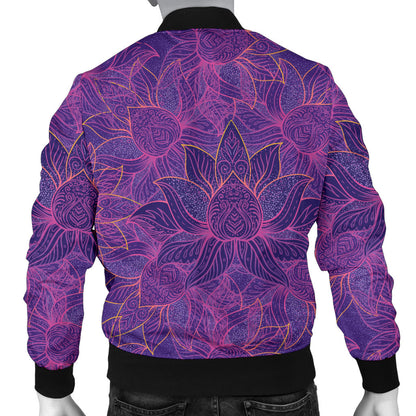 Bohemian Lotus Mandala Style Men Bomber Jacket