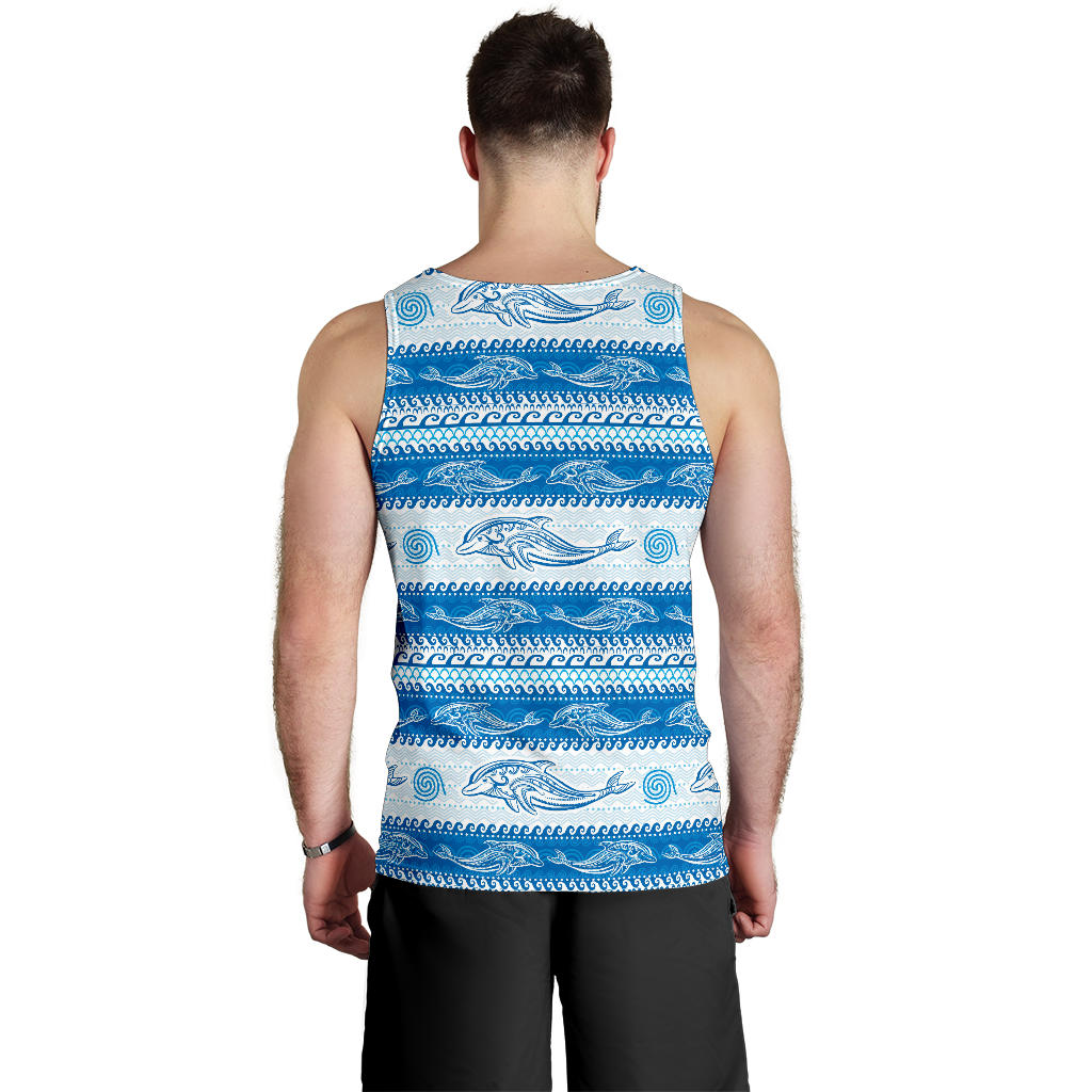 Dolphin Tribal Print Pattern Men Tank Top