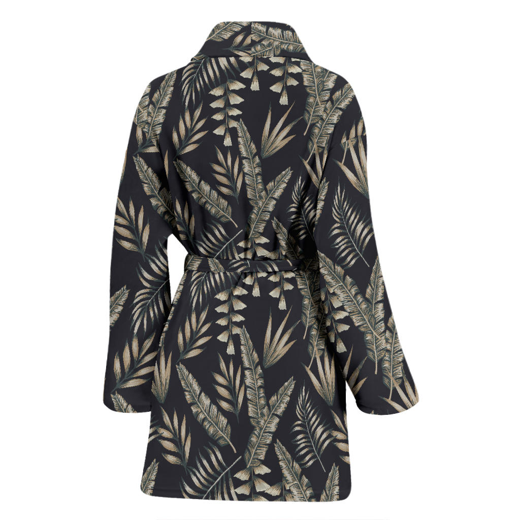 Banana Leaf Pattern Print Design 07 Women Bathrobe