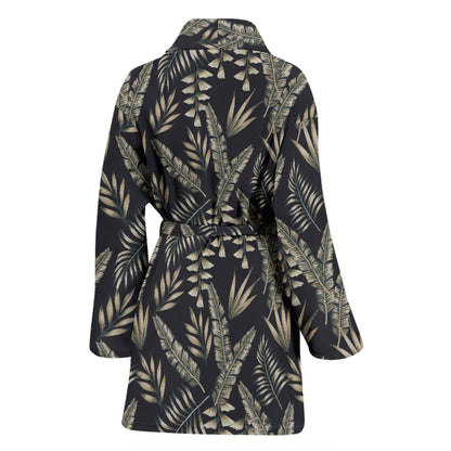 Banana Leaf Pattern Print Design 07 Women Bathrobe