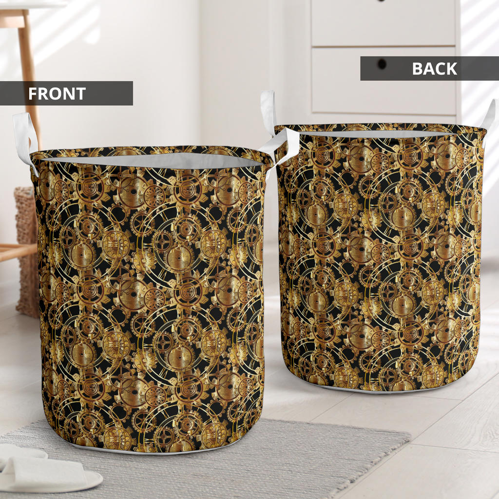 Steampunk Gear Design Themed Print Laundry Basket