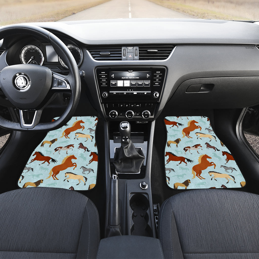 Horse Cute Themed Pattern Print Car Floor Mats Front Back