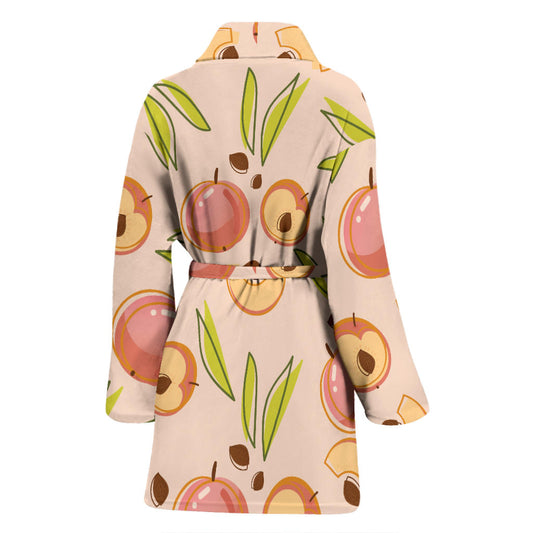 Peach Pattern Print Design A01 Women Bathrobe