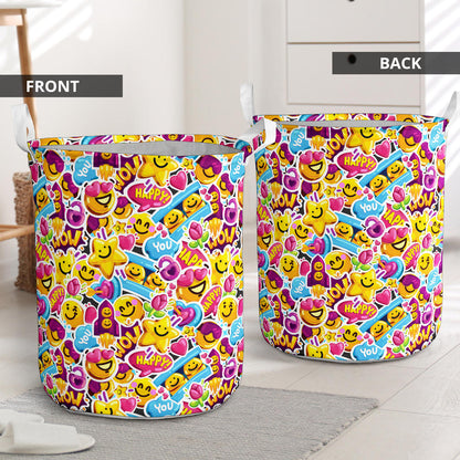 Emoji Sticker Print Pattern Laundry Basket