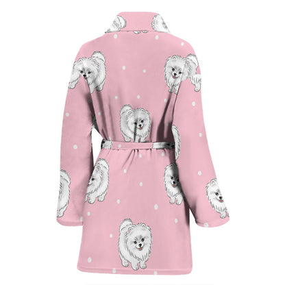 Pomeranians Pattern Print Design A02 Women Bathrobe