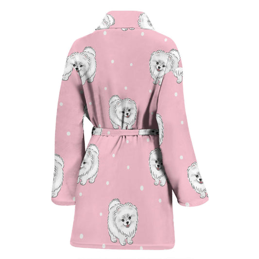 Pomeranians Pattern Print Design A02 Women Bathrobe