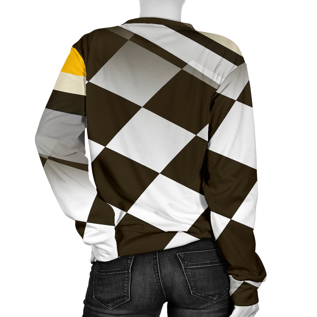 Checkered Flag Racing Style Women Long Sleeve Sweatshirt
