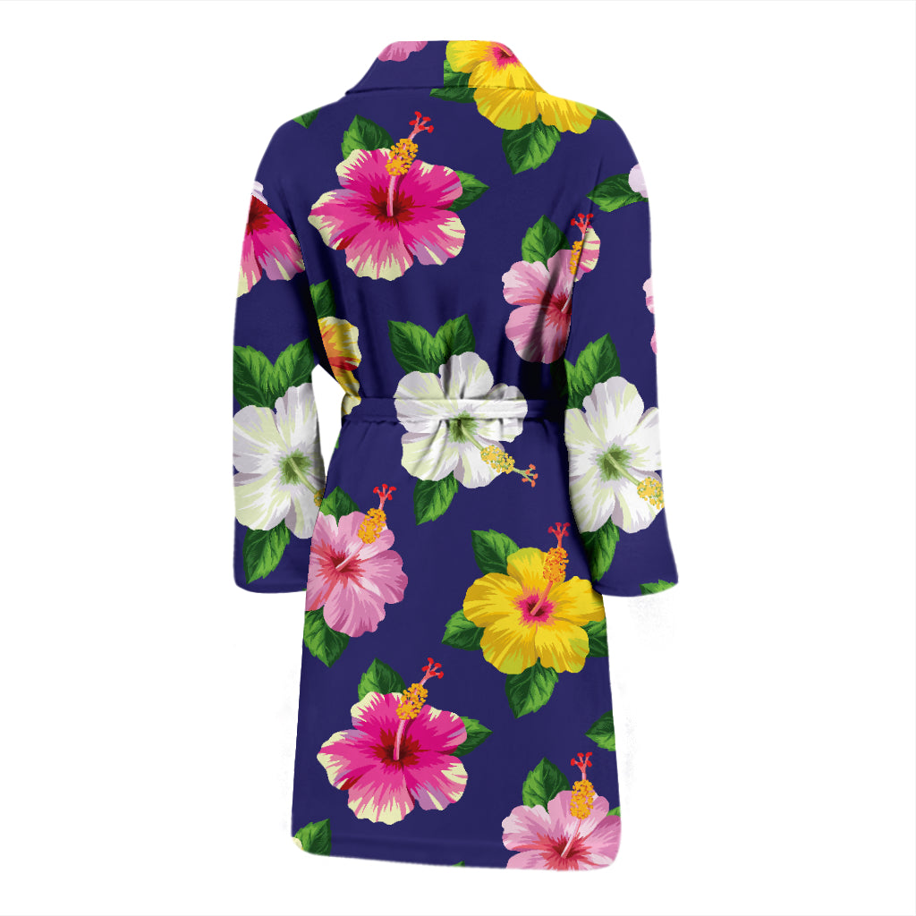 Hibiscus Colorful Print Design LKS301 Men Bathrobe