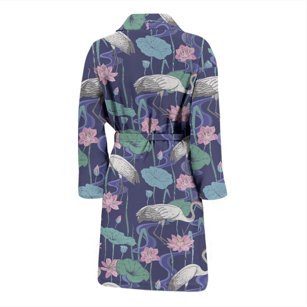 Water Lily Print Design LKS306 Men Bathrobe