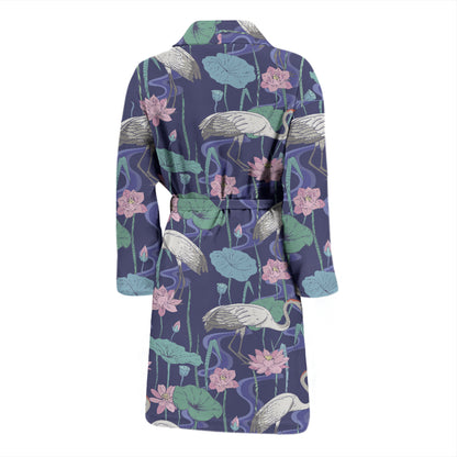 Water Lily Print Design LKS306 Men Bathrobe