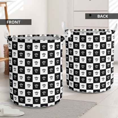 Checkered Flag Crown Pattern Laundry Basket