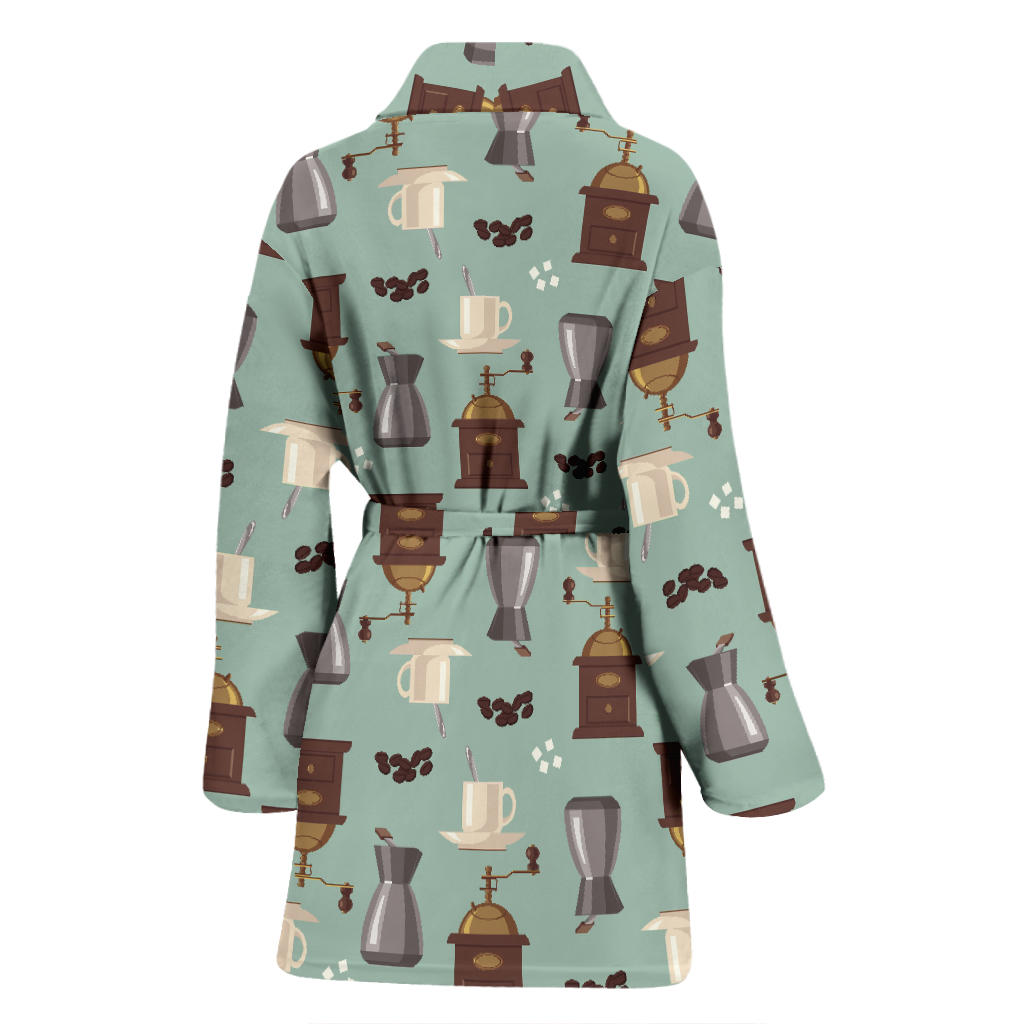 Coffee Pattern Print Design 04 Women Bathrobe