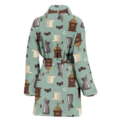 Coffee Pattern Print Design 04 Women Bathrobe