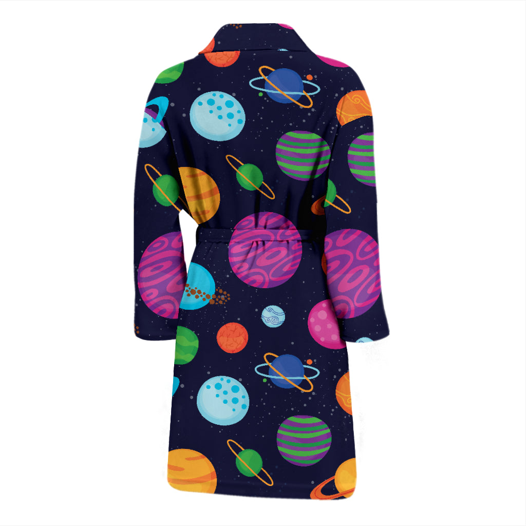 Planet Multicolor Print Design LKS302 Men Bathrobe