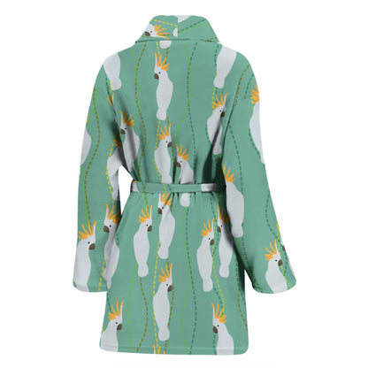 Cockatoo Pattern Print Design 01 Women Bathrobe