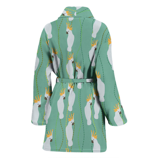 Cockatoo Pattern Print Design 01 Women Bathrobe
