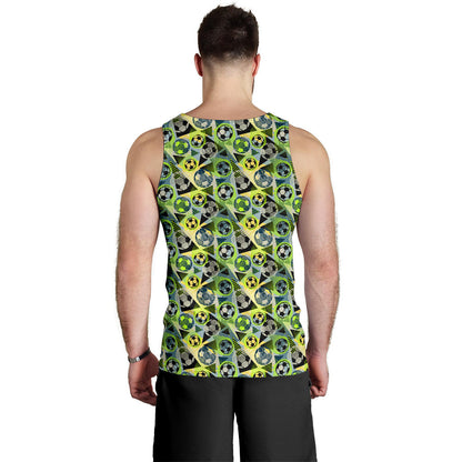 Soccer Ball Themed Print Pattern Men Tank Top
