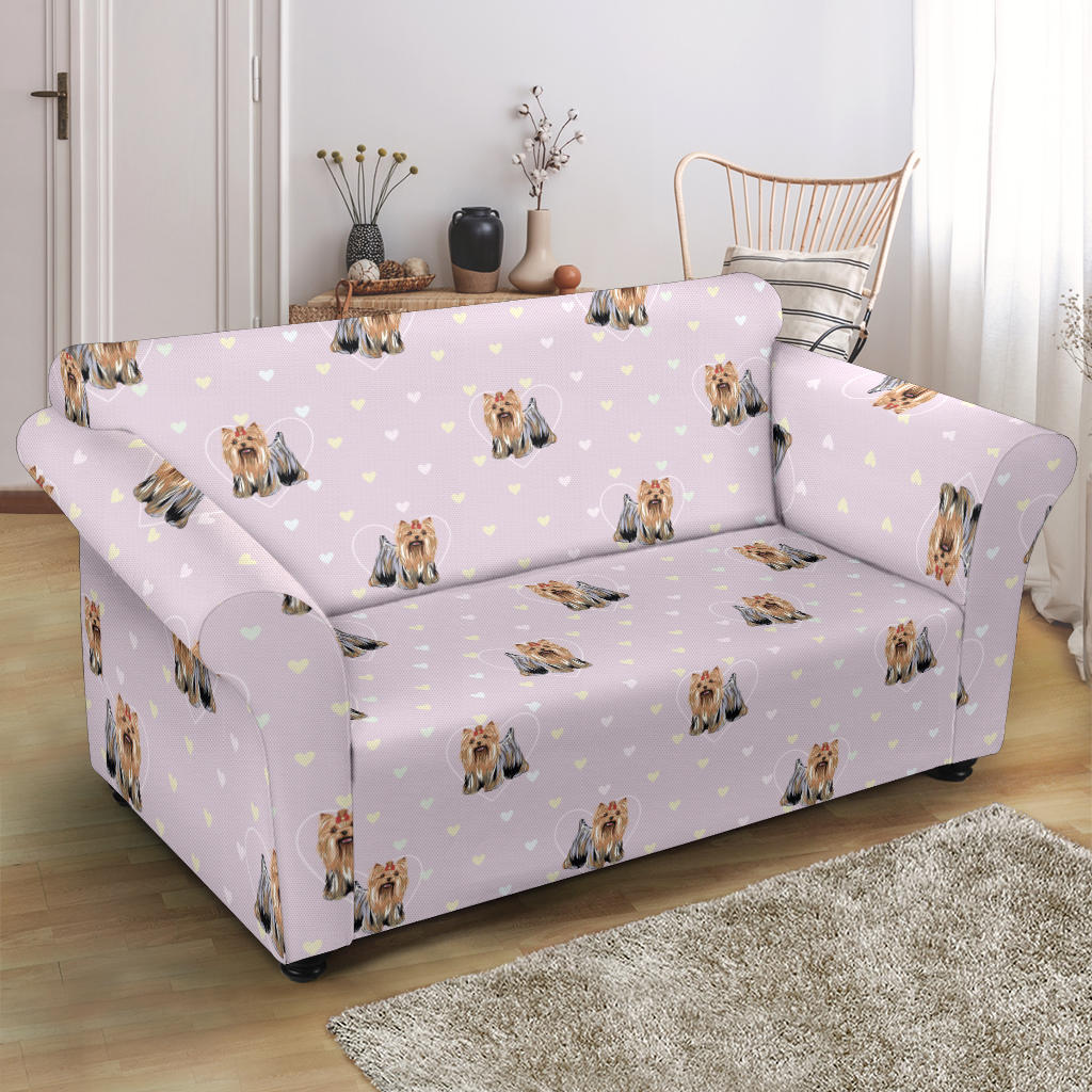 Yorkshire Terriers Print Design LKS302 Loveseat Couch Slipcover