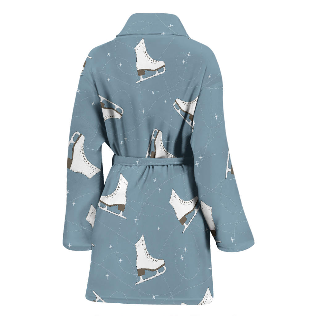 Ice Skate Pattern Print Design 02 Women Bathrobe