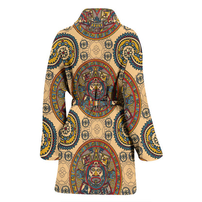 Calendar Aztec Pattern Print Design 02 Women Bathrobe