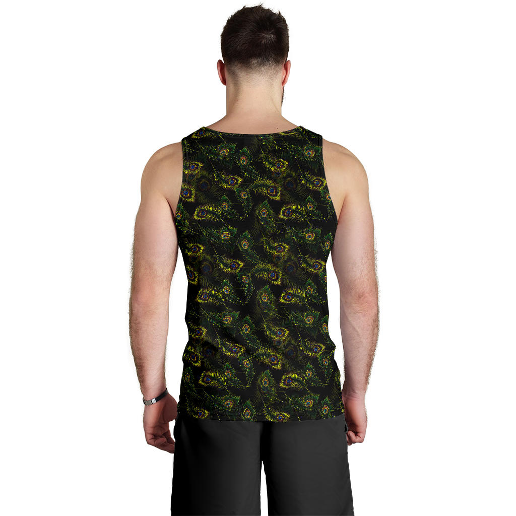 Peacock Feather Pattern Design Print Men Tank Top