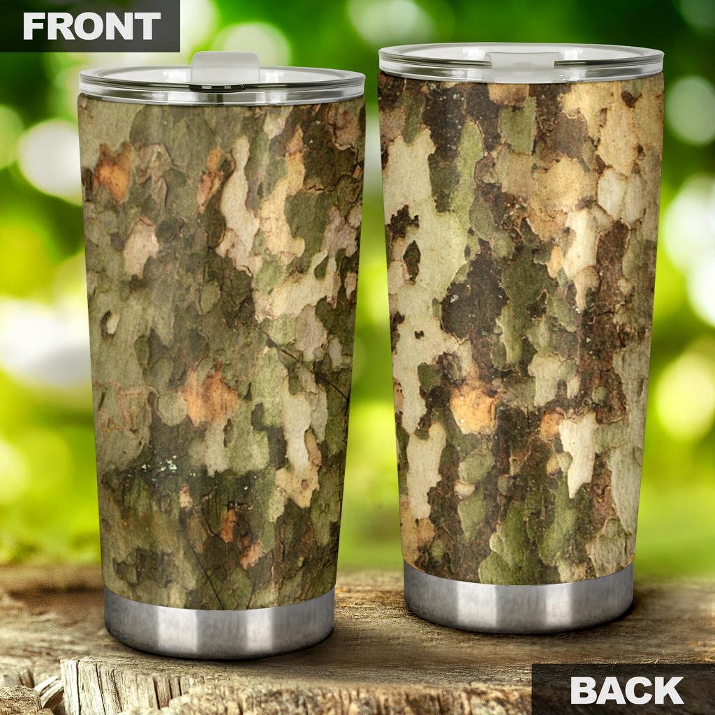 Camo Realistic Tree Texture Print Tumbler
