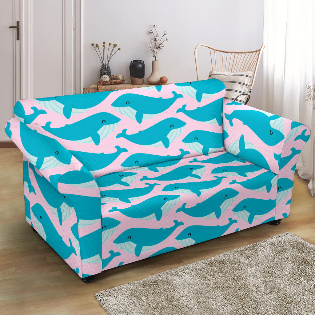 Whale Print Design LKS302 Loveseat Couch Slipcover