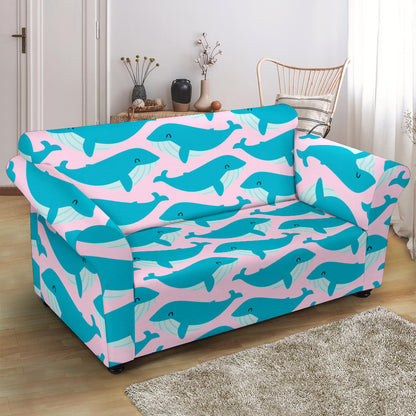 Whale Print Design LKS302 Loveseat Couch Slipcover