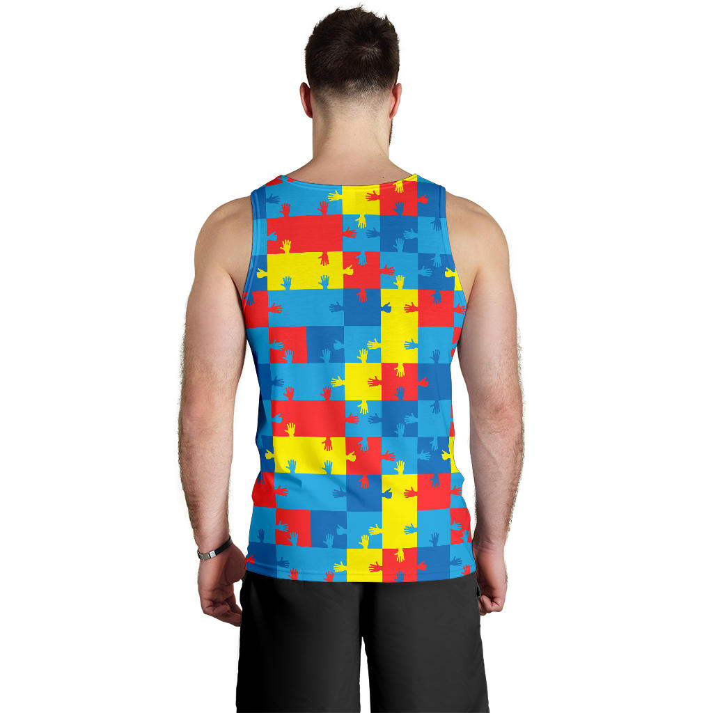 Autism Awareness Design Themed Print Men Tank Top