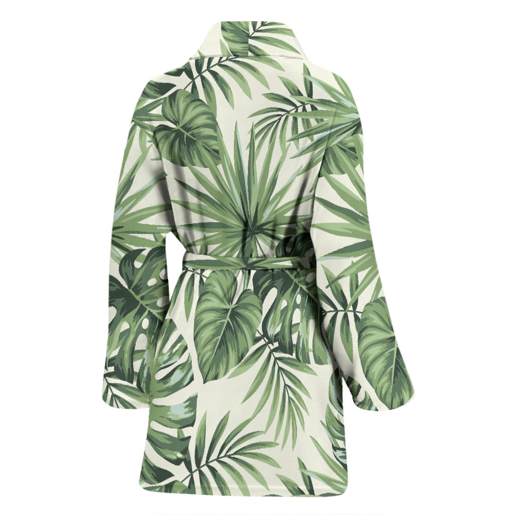 Palm Leaf Pattern Print Design A02 Women Bathrobe