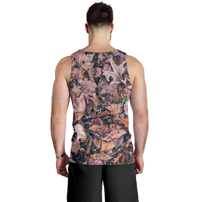 Camouflage Realistic Tree Leaf Print Men Tank Top