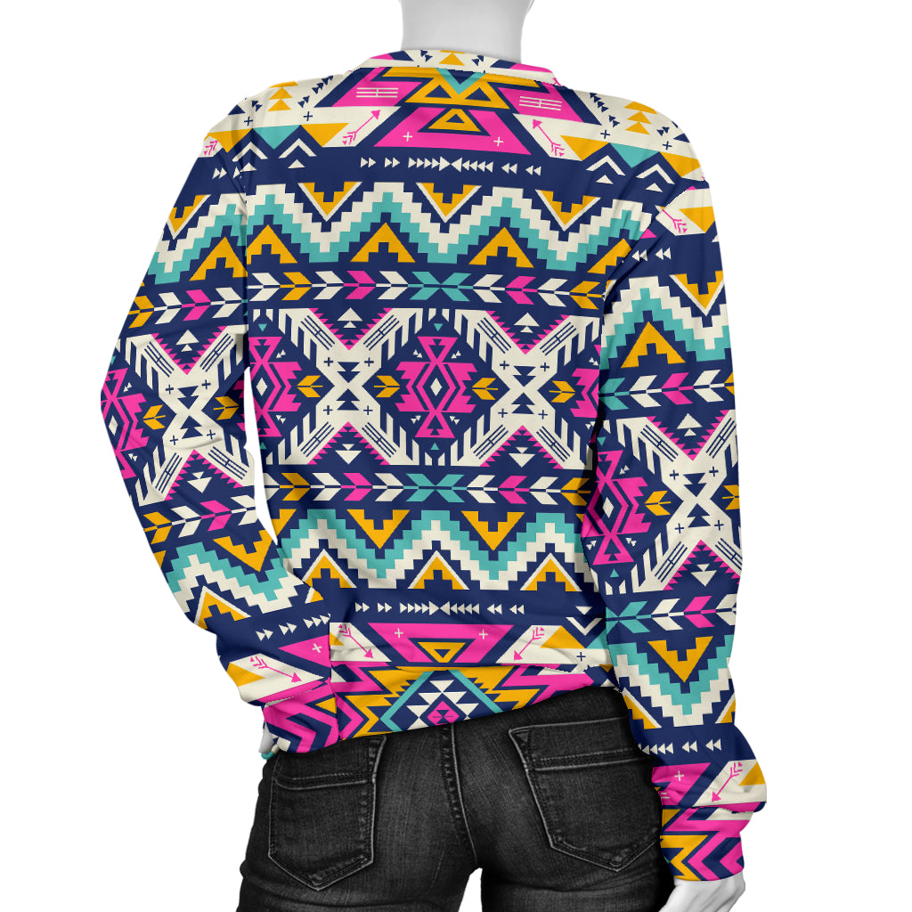 Aztec Pink Geometric Print Pattern Women Long Sleeve Sweatshirt