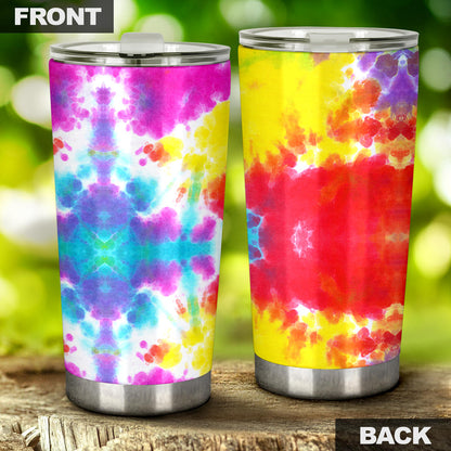 Tie Dye Rainbow Themed Print Tumbler