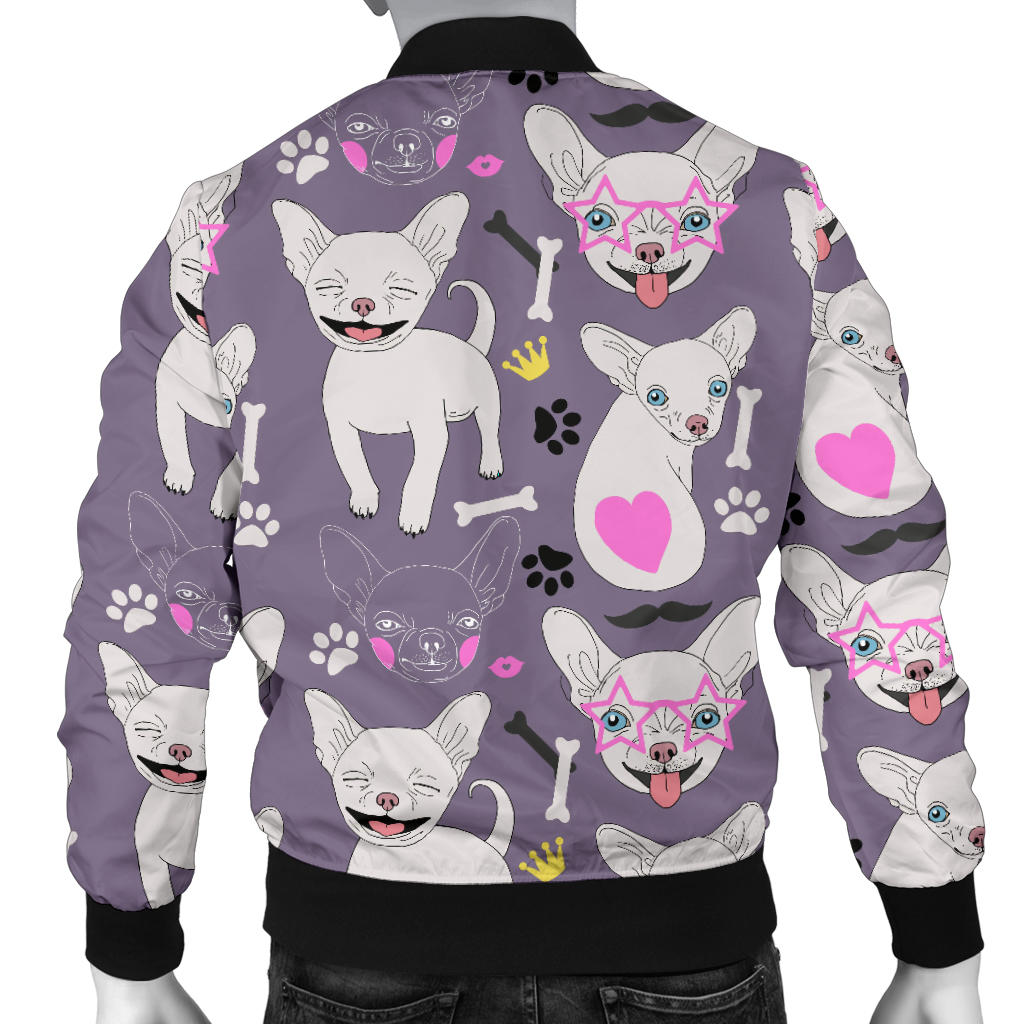 Chihuahua Happy Pattern Men Bomber Jacket