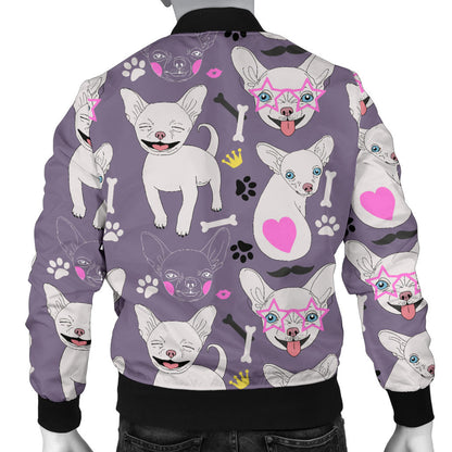 Chihuahua Happy Pattern Men Bomber Jacket